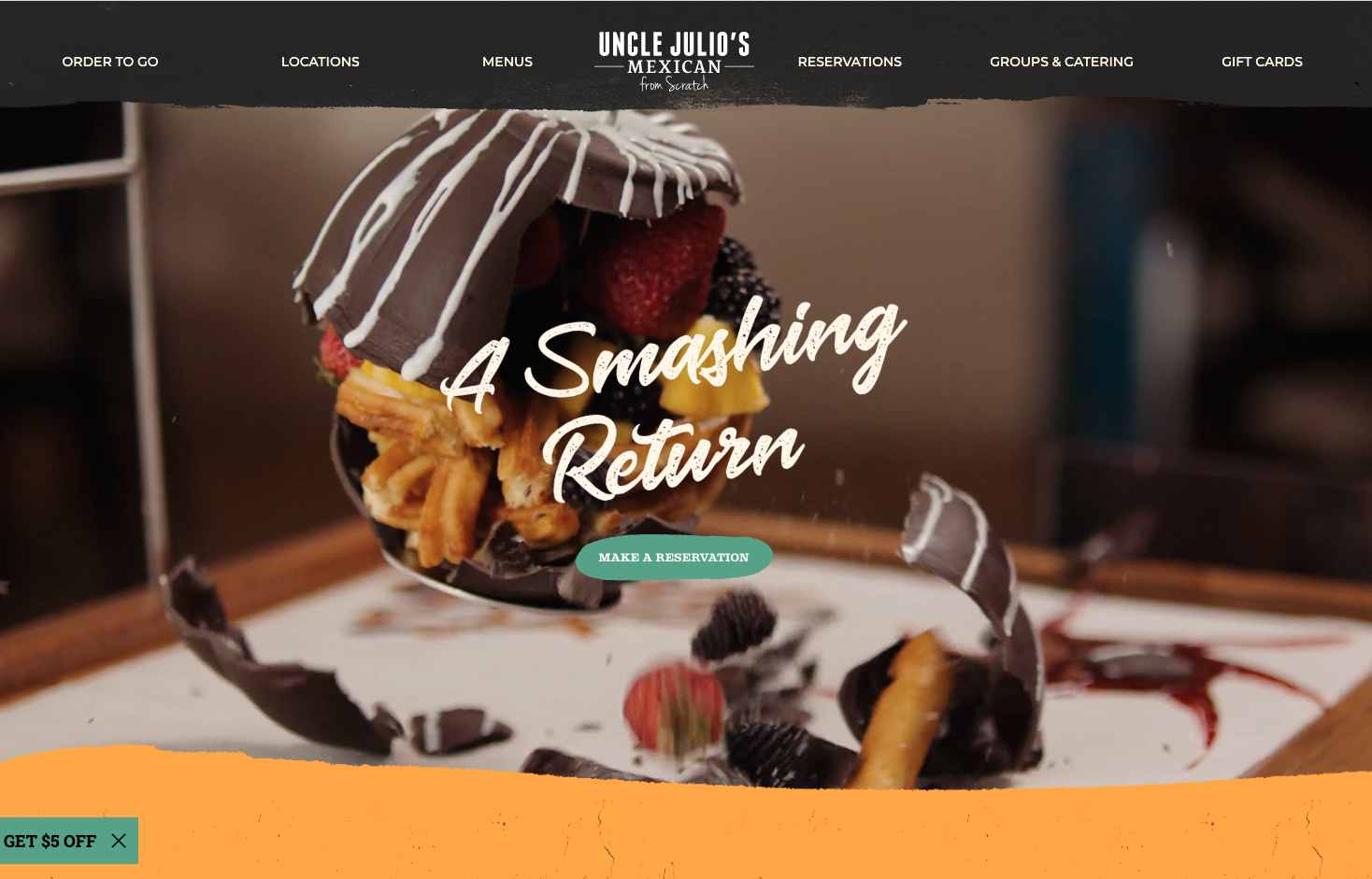 Uncle Julio's Chocolate Pinata Landing Page